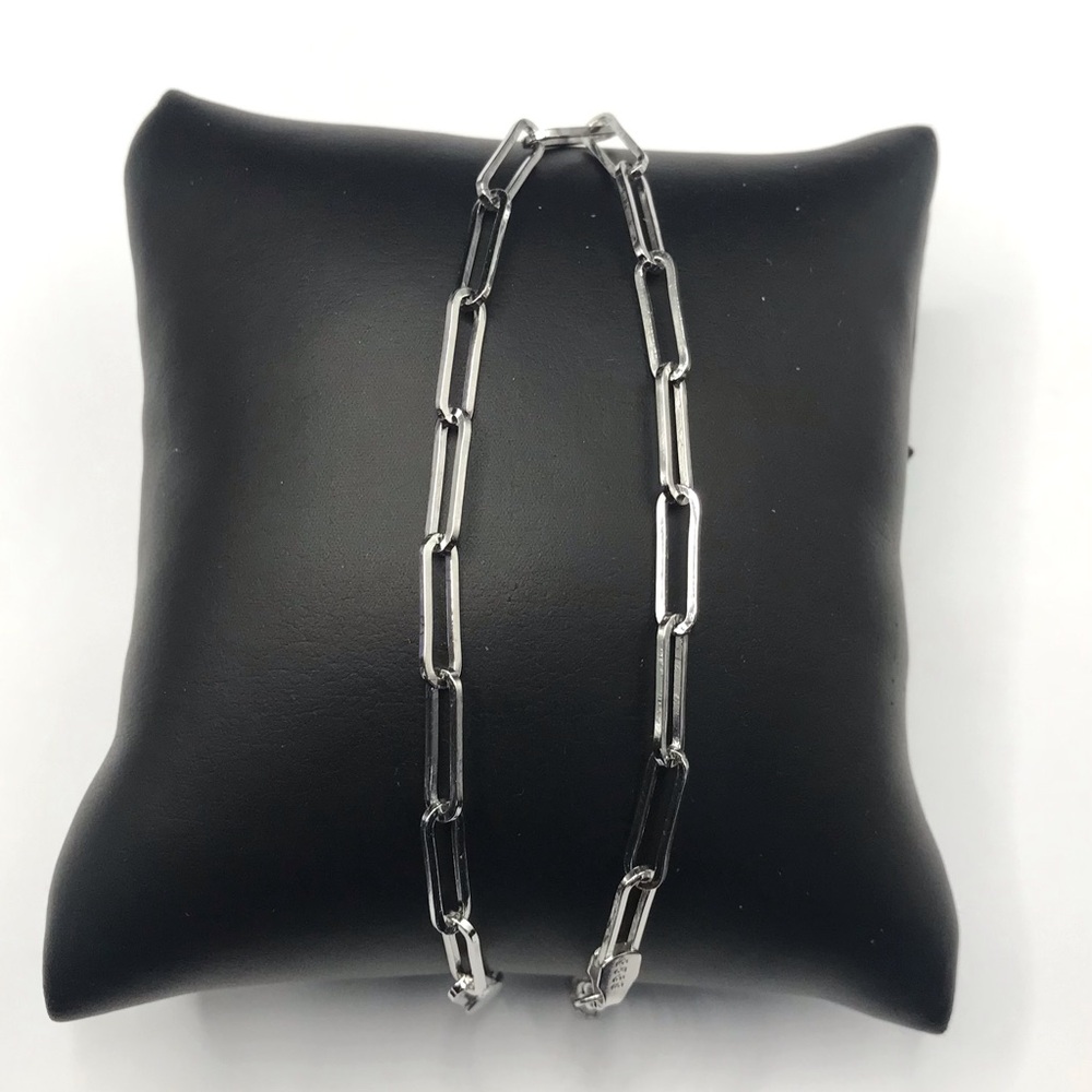 925 Sterling Silver Dainty paper clip Chain Bracelet size 8”